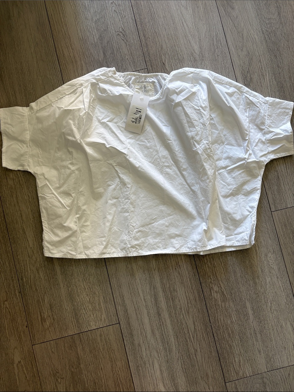 White Oversized XS Women’s Short-Sleeve Shirt Saks NWT Linen like